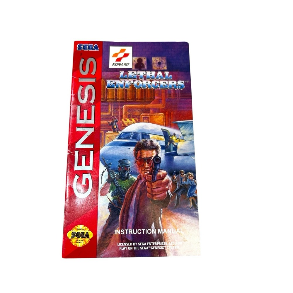 Sega Genesis Lethal Enforcers -Instruction Manual Only-19 Pages, 6-1/2" X 3-3/4"